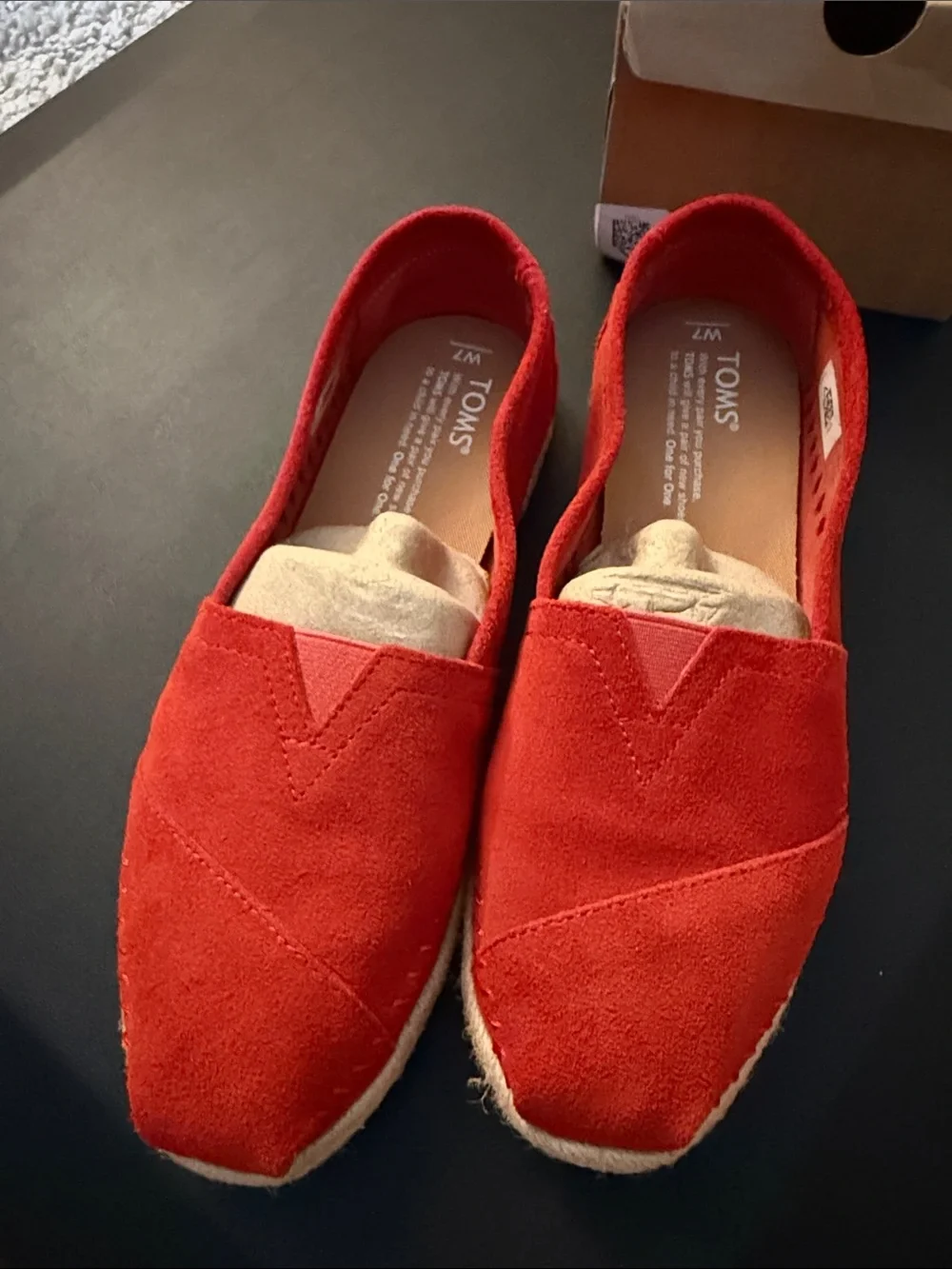 TOMS Women's Red Suede Espadrille Slip-Ons